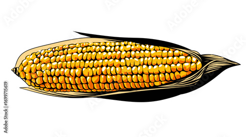 Fresh corn on the cob with green husk on white background  
