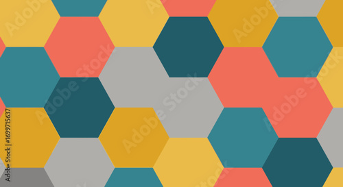 Geometric Vector Pattern with Hexagon Shapes in Multicolor Modern Style