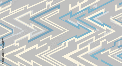 Geometric Vector Pattern with Abstract Zigzag Shapes in Light Blue and Gray Modern Design