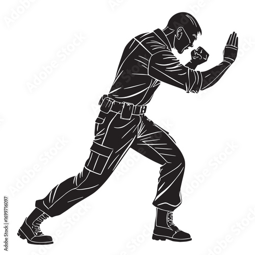 Black krav maga military self defense Silhouette Vector, High Quality Illustration on White Background
