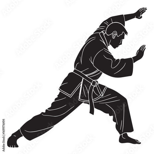Black judo Silhouette Vector, High Quality Illustration on White Background
