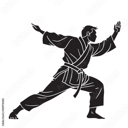 Black judo japan Silhouette Vector, High Quality Illustration on White Background