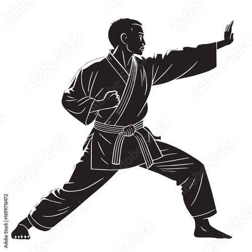 Black judo japan Silhouette Vector, High Quality Illustration on White Background