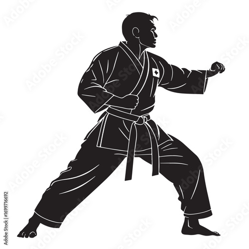 Black judo japan Silhouette Vector, High Quality Illustration on White Background