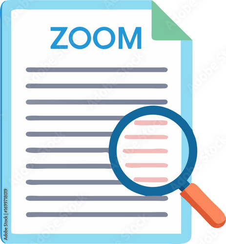 Zoom in document magnifying glass close up detail view analysis research investigation examination inspection scrutiny
