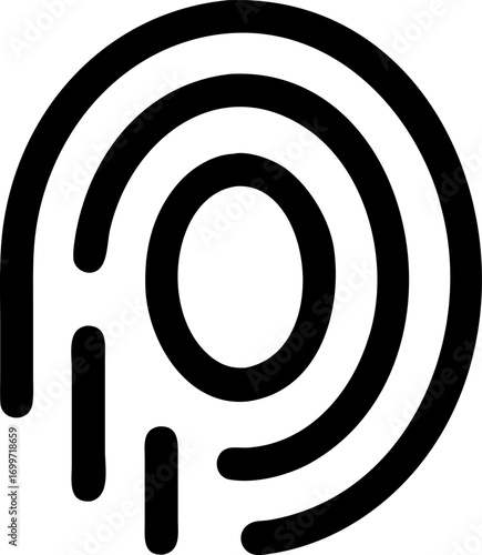 Abstract fingerprint icon biometric security symbol digital identity authentication technology circle lines pattern graphic design element