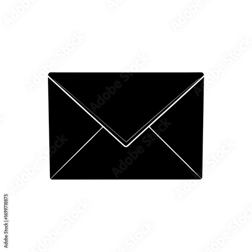 Simple black mail envelope on transparent background silhouette
