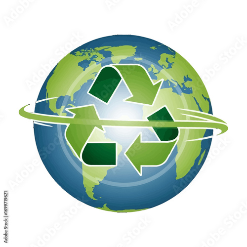 Globe with recycling arrows symbolizing environmental awareness and sustainability efforts worldwide