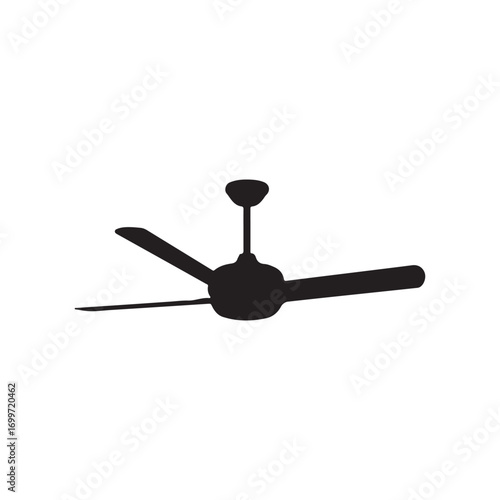 Ceiling fan silhouette vector flat illustration design on white background