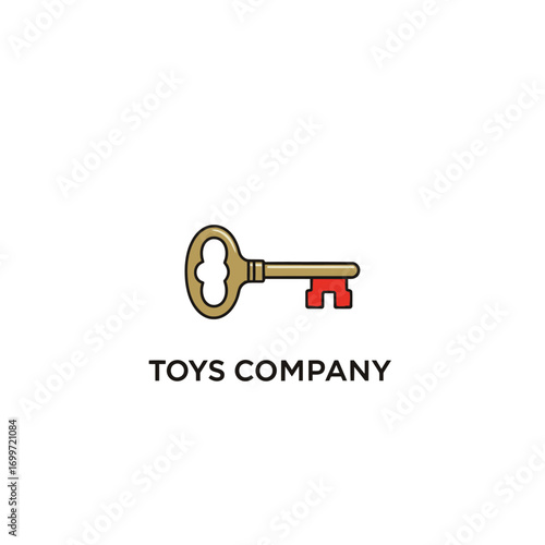 Key symbol representing a toy company's identity with a playful design and minimalistic style