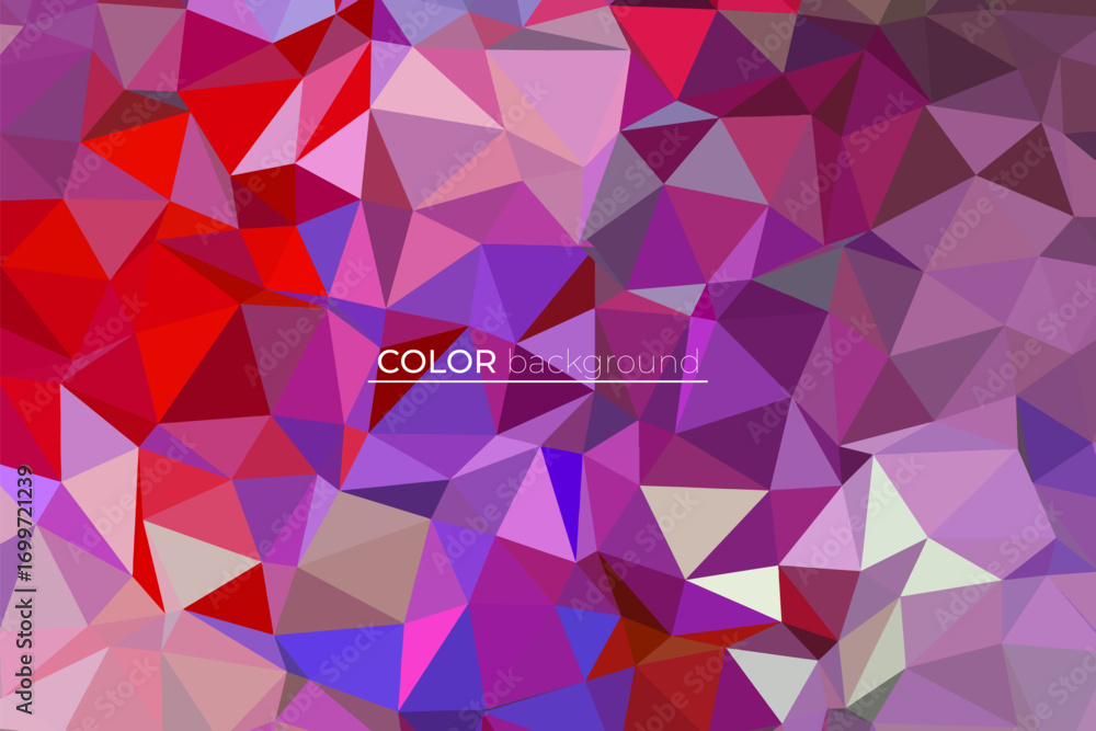 Obraz premium Abstract geometric background with vibrant red and purple polygonal shapes. A modern digital illustration of a low-poly faceted crystal pattern
