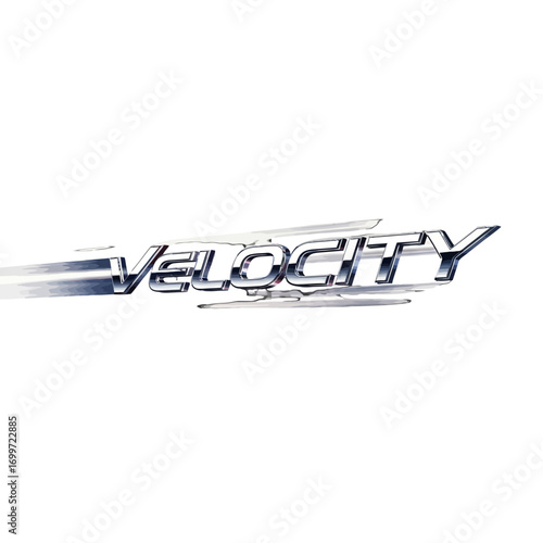 Sleek chrome logo of 'Velocity' showcasing speed and modernity against a clean white background