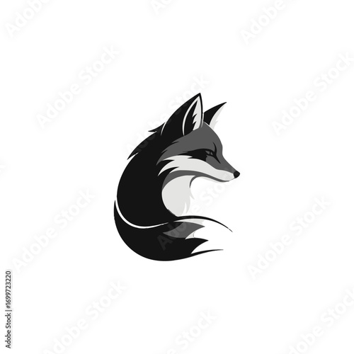 Stylized illustration of a fox's profile with a sleek design emphasizing its elegant features