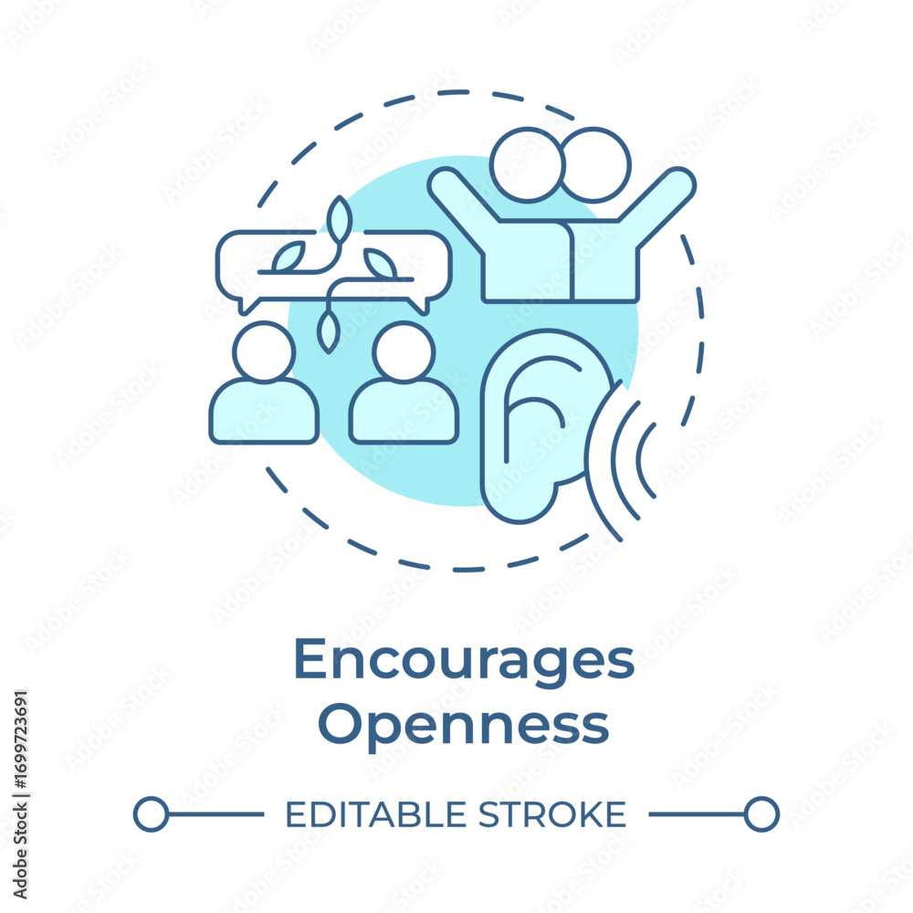 custom made wallpaper toronto digitalEncourages openness soft blue concept icon. Social relationships, networking. Conversation, dialogue. Round shape line illustration. Abstract idea. Graphic design. Easy to use in booklet, blog post