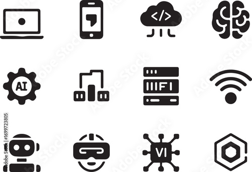 Modern technology icons for innovative digital business concepts