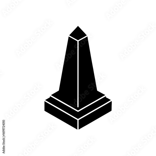 A black obelisk drawing on transparent background silhouette