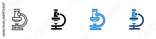 Microscope Multiple Style Icon Sheet Design Vector - Laboratory microscope, representing biology, research, science discovery, or medical testing