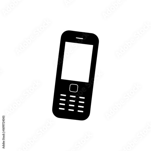 A simple mobile phone icon on transparent background silhouette