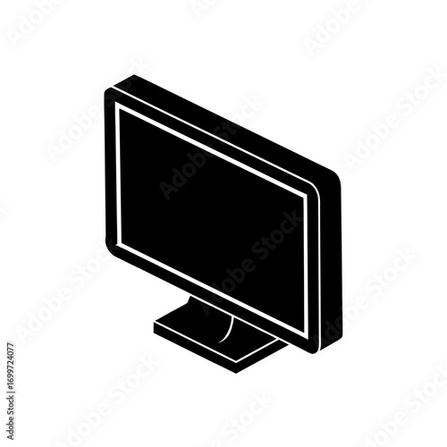 Isometric monitor display on transparent background silhouette