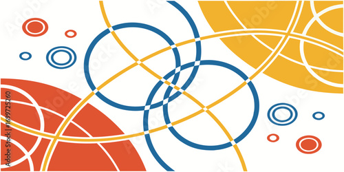 Abstract geometric pattern with intersecting circles and arcs