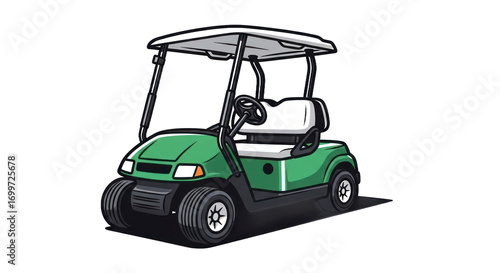 Illustrated golf cart on transparent background for transportation concepts