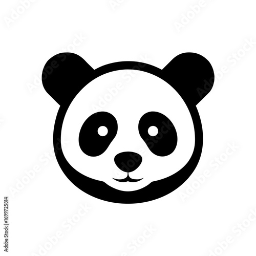 Simple panda bear face art on transparent background silhouette