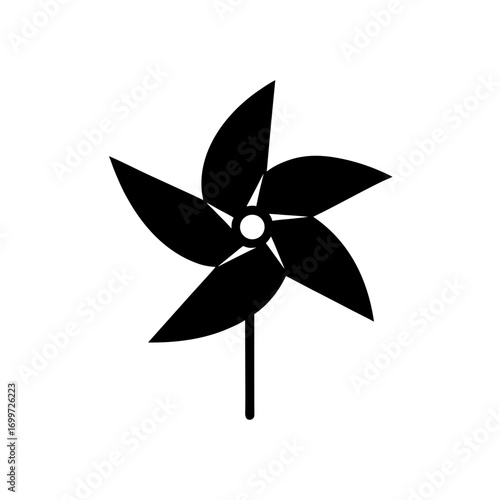 Black pinwheel illustration on transparent background silhouette