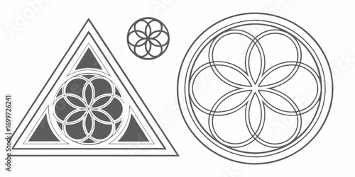 Geometric patterns within a triangle and circle