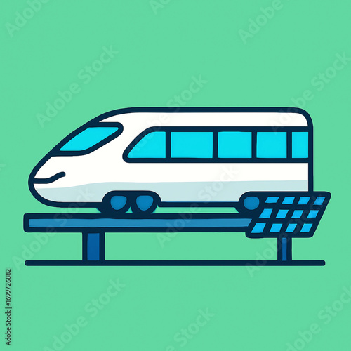 Modern high-speed rail concept powered by solar energy, symbolizing sustainable and efficient public transportation of the future