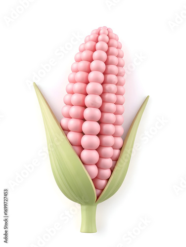 Vibrant Pink Corn on the Cob A Playful and Appetizing Botanical Illustration