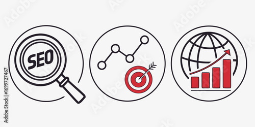 Set of seo and digital marketing icons