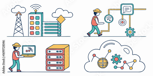Network infrastructure and it professionals working with technology