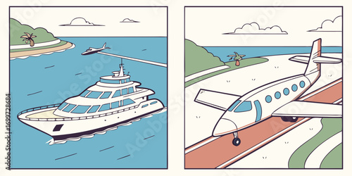 Luxury yacht and private jet travel for wealthy vacationers
