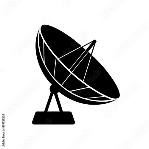 Satellite dish black icon on transparent background silhouette