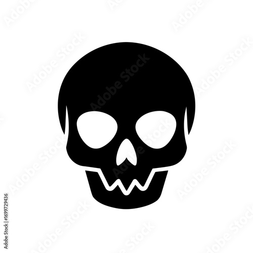 Simple graphic skull art on transparent background silhouette