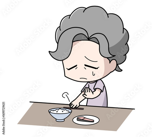 食欲がない高齢女性のイラスト