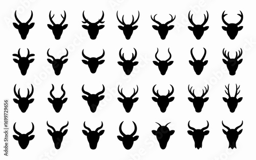 set of black silhouettes of animals