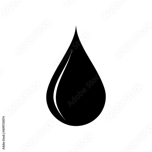 Isolated black liquid drop on transparent background silhouette