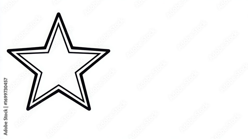 Fototapeta premium Simple Black and White Star Outline on a White Background
