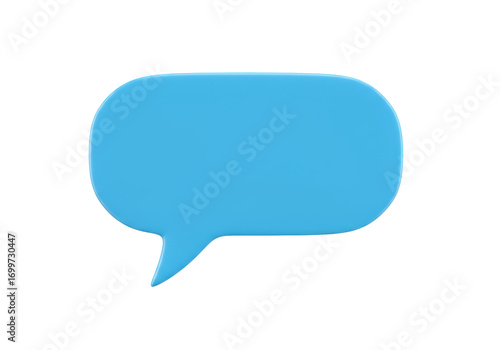 Isolated 3D blue speech bubble offers a blank canvas for creative messaging and dialogue design