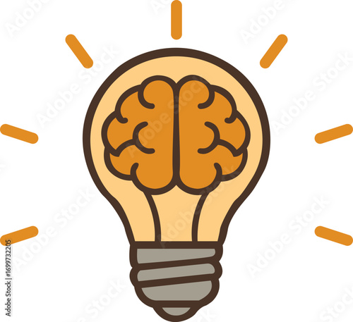 Brain Light bulb Idea Vector