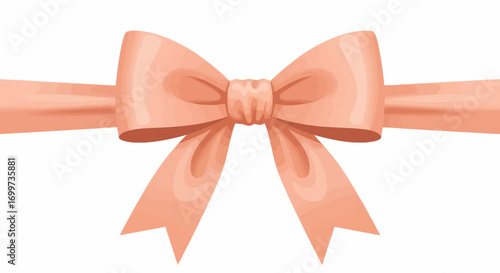 Elegant Peach Ribbon Bow Decoration for Gift Wrapping, Festive Celebrations, and Delicate Design Elements in Crafts and Digital Art