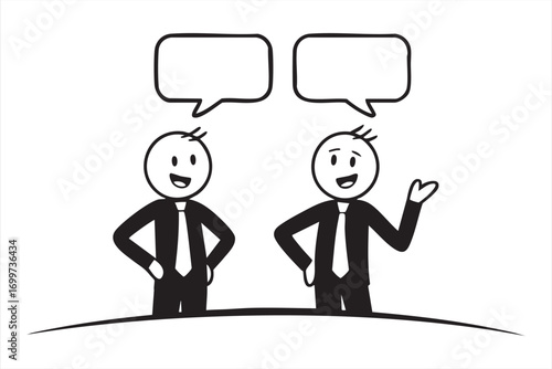 Vector Illustration of Two Professionals Discussing Ideas and Strategy