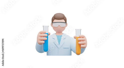 Scientist holding test tubes with colorful liquids in laboratory setting, conducting experiment with precision and focus, showcasing scientific research.