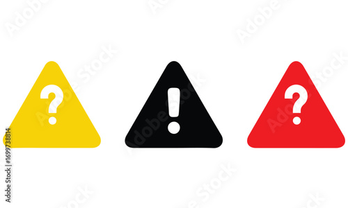 exclamation mark symbol Caution alarm set, danger sign collection, attention vector icon, yellow, red and black fatal error message element, exclamation mark of warning attention icon.