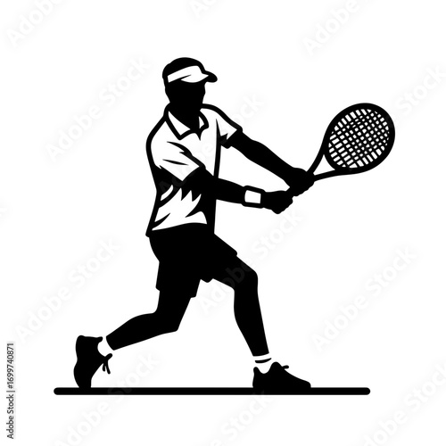 silhouette of a tennis player in action