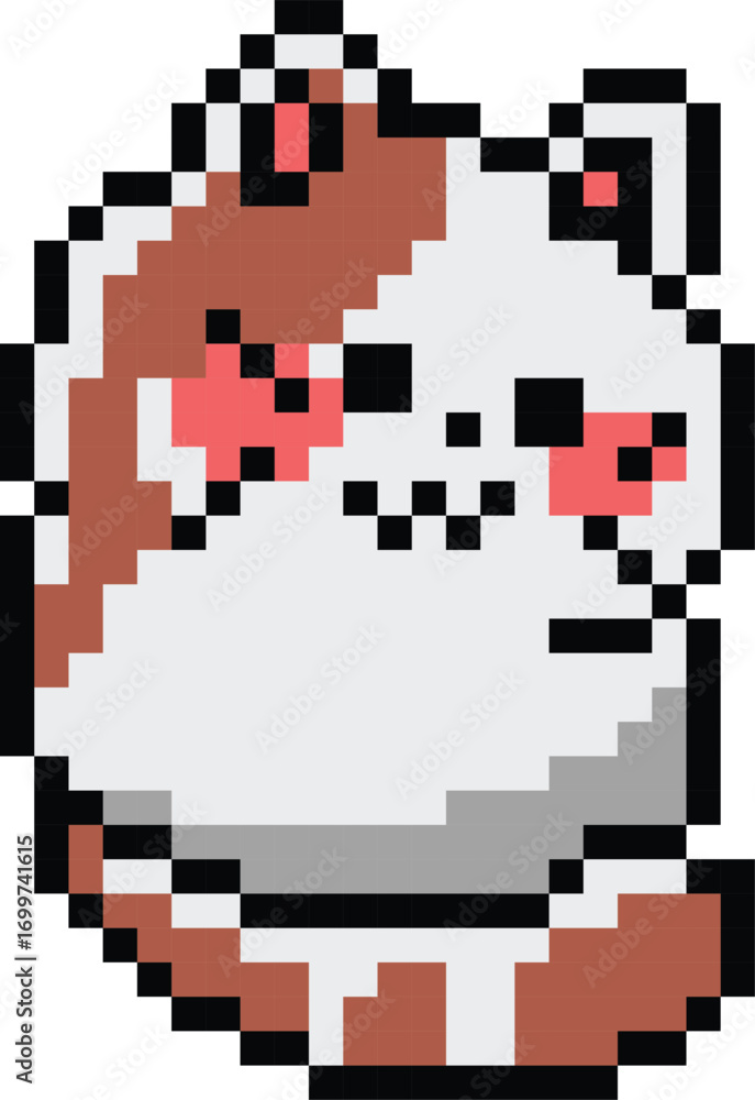 Fototapeta premium Pixel art illustration drawing cute cat pet vector