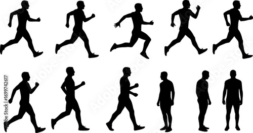 set of Vector silhouette of a man.

 on white back ground