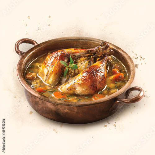 Partridge Stew Isolated on White Background