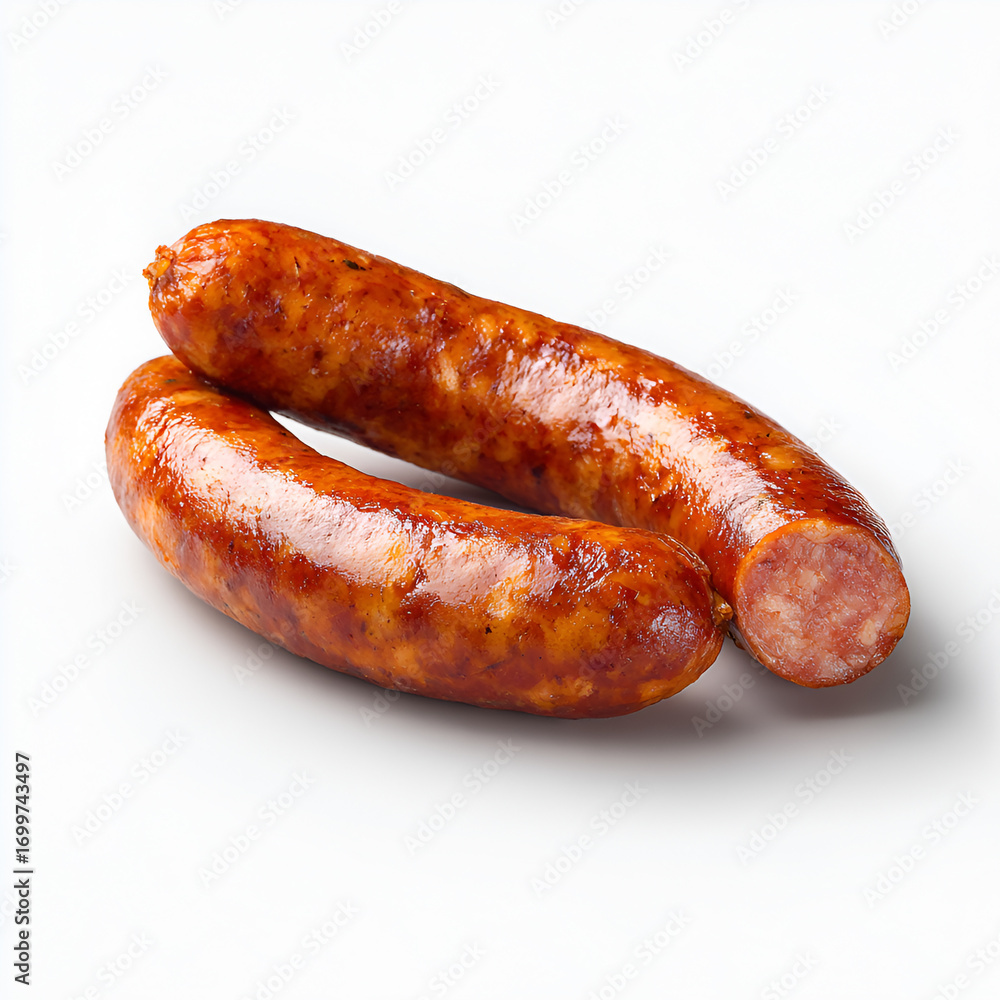 Fototapeta premium Kielbasa Sausage Isolated on White Background